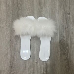 White Fur Sandal